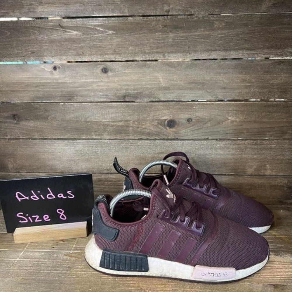 Womens Adidas NMD‎ R1 Maroon Running Athletic Shoes Sneakers Size 8 M GUC